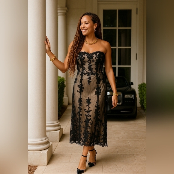 Hannah Dresses & Skirts - Hannah Black and Beige Dress